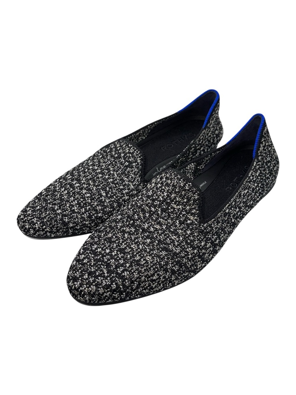 Rothy’s The Almond Loafer 7.5 US Black White Tweed Knit Bouclé